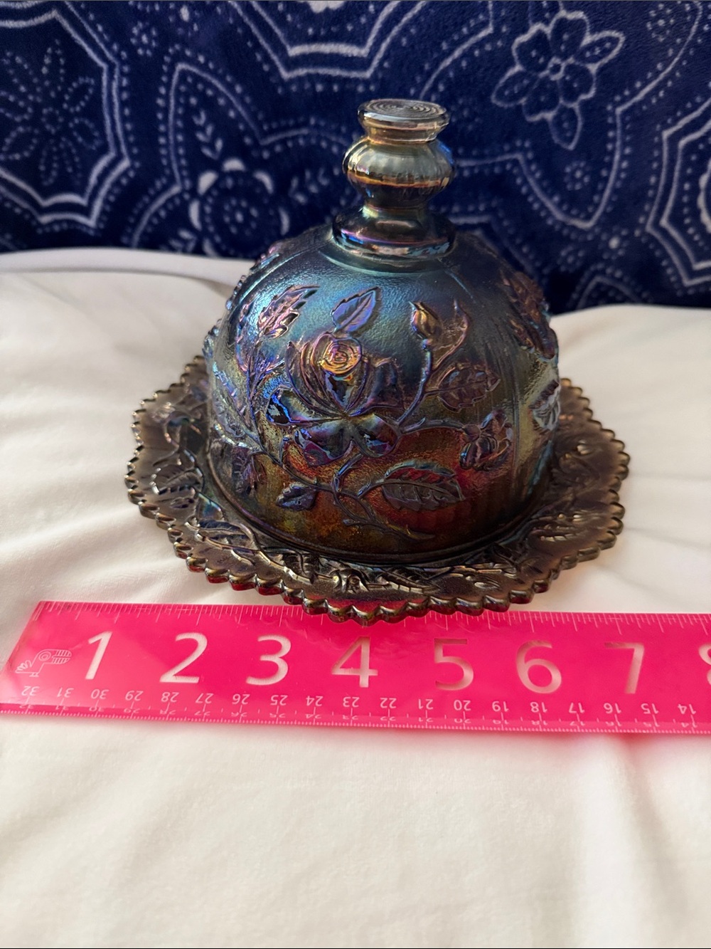 Vintage Imperial Carnival Glass Dome Butter Dish.